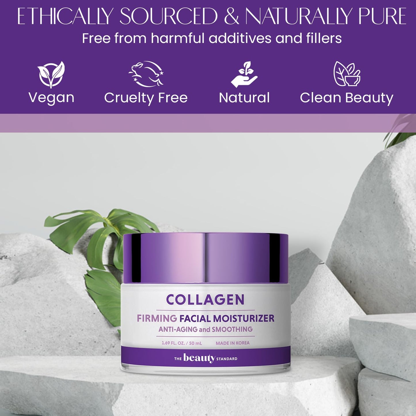 Collagen Daily Face Moisturizer - Anti-Aging, Skin Firming, Hydrating - Dermatologist Tested, Clean Beauty, Cruelty-Free Korean Skin Care for All Skin Types - 1.69 Fl. Oz (2 Pack)